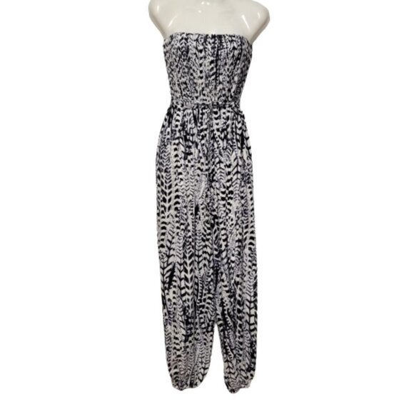 Sexy Jumpsuit Romper Black and White Strapless - Size M,  Size XL- NEW! - Picture 1 of 16